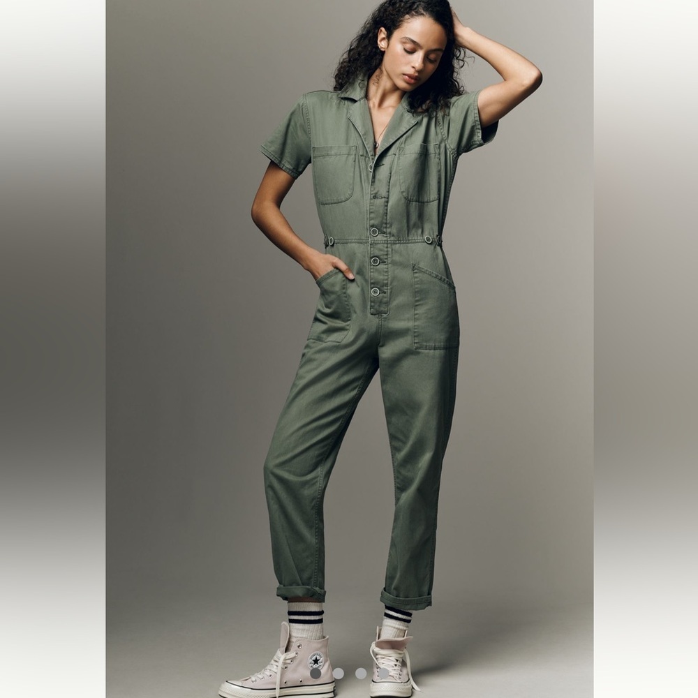 Anthropologie Pistola Grover Short Sleeve Field Jumpsuit Color Colonel Size S